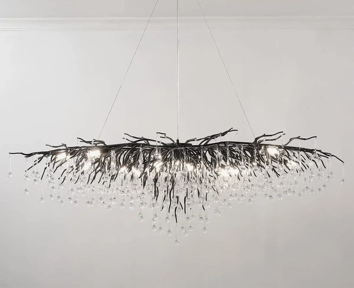 Nordic Luxury Crystal Black Water Drop Chandelier