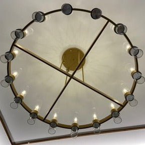 Modern Copper Glass Round Straight Chandelier