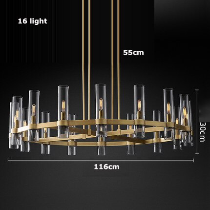 Modern Copper Glass Round Straight Chandelier